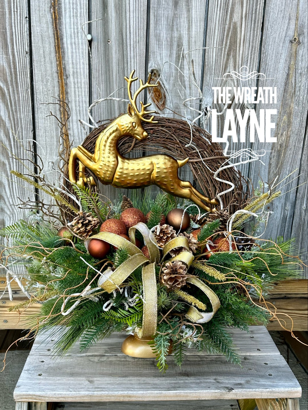 Christmas Ornament Centerpiece, Christmas Mantel Centerpiece, Deer