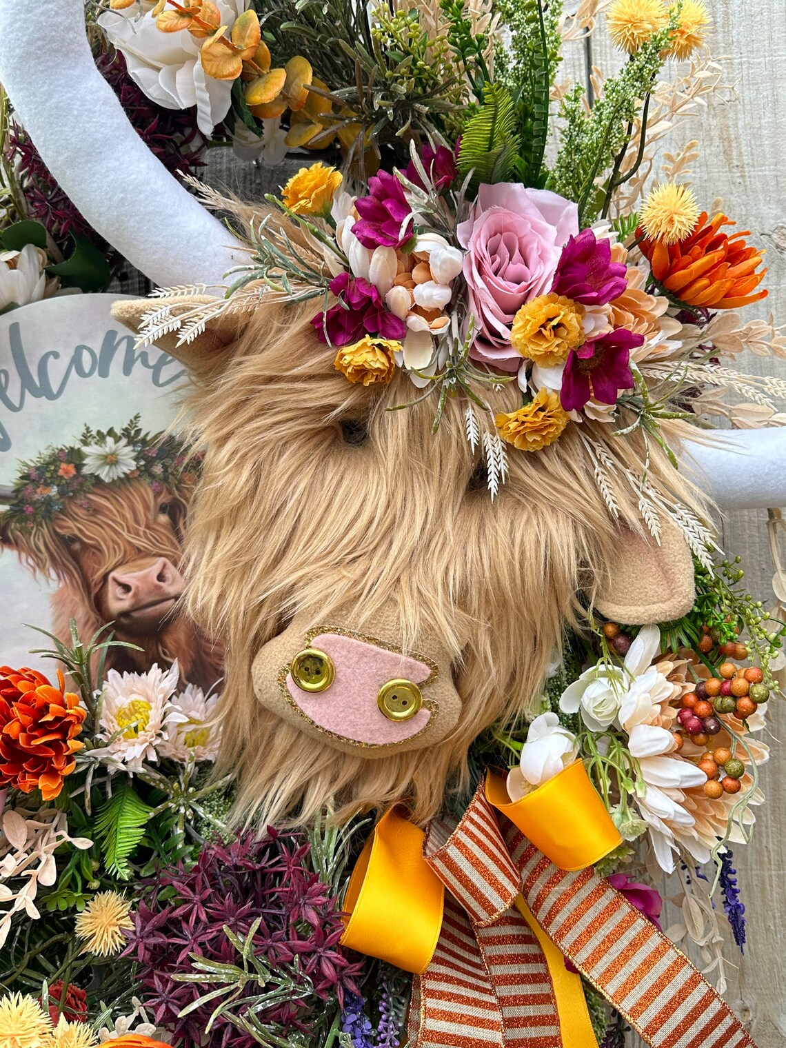 Highland Cow Wreath Highland Cow Decor Eeveryday Decor Etsy