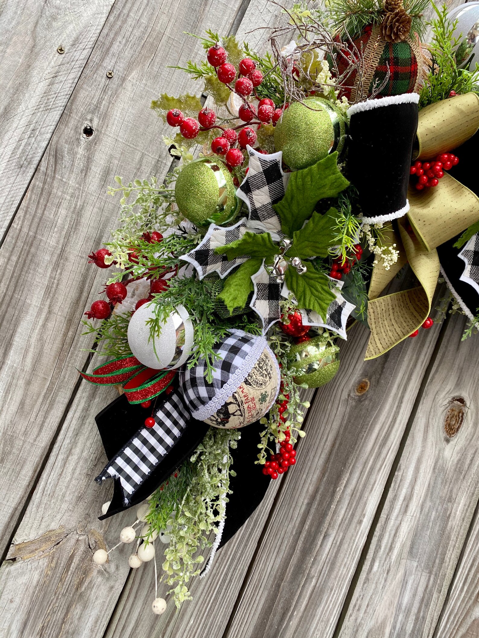 Corner Christmas Swag For Front Door Corner Christmas Swag Etsy