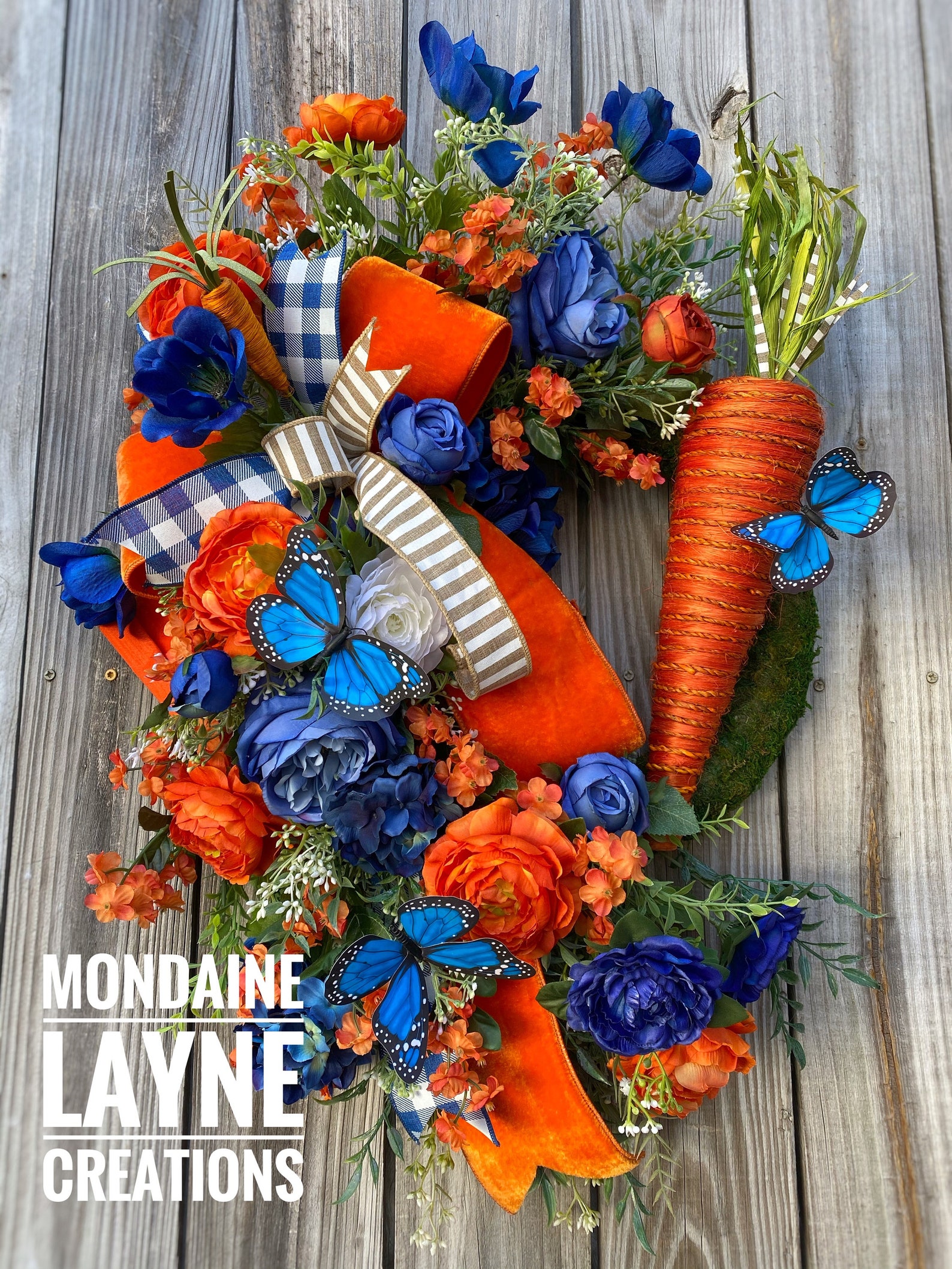 Carrot Grapevine Wreaths with Flowers and Greenery Carrot Grapevine Wreaths with Flowers and Greenery