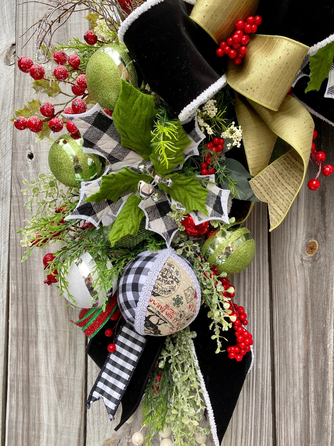 Corner Christmas Swag For Front Door Corner Christmas Swag Etsy
