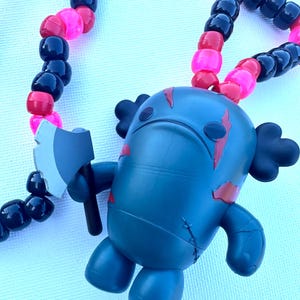 Glow-in-the-Dark Axolotl Kandi Necklace: Custom Rave Jewelry