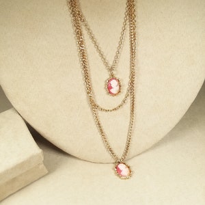 vintage VICTORIAN double CAMEO multiple chain NECKLACE, unique gift for her, collectible jewelry
