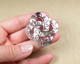 vintage TRIFARI monochrome silver double infinity shaped BROOCH, unique gift for her, collectible jewelry