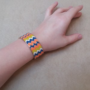 VINTAGE plated ENAMEL colorful boho style cuff adjustable BRACELET, unique gift for her