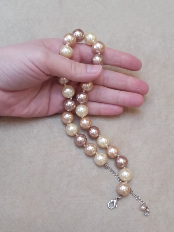 Vintage Triple tone Pearl Necklace,  Unique, Coll… - image 6