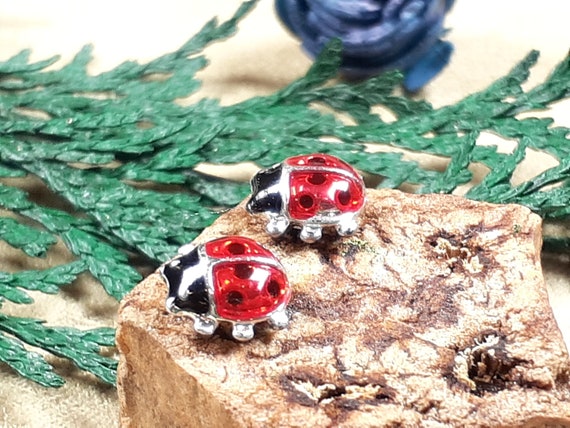 Vintage Small Ladybug Enameled Earrings, Collecti… - image 6