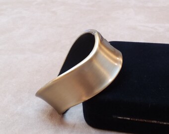 VINTAGE gold tone wave shaped CUFF BRACELET, unique gift for her, collectible jewelry