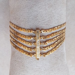 vintage gold tone smooth MULTIPLE CHAINS BRACELET, unique gift for her, collectible jewelry