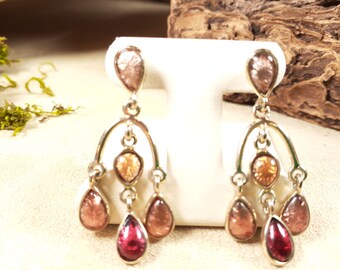 Romantic Chandelier pearl pink tones DANGLING EARRINGS, collectible jewelry, unique gift for her