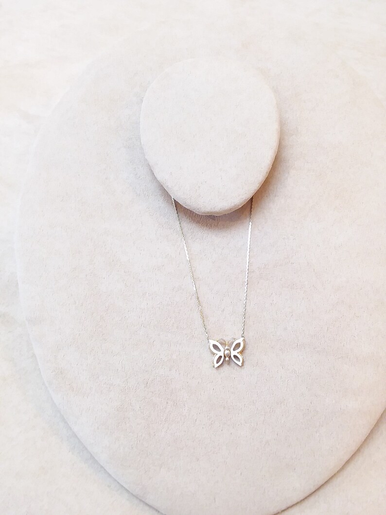collectible jewelry vintage rare MONET gold tone white BUTTERFLY PENDANT necklace unique gift for girlwoman