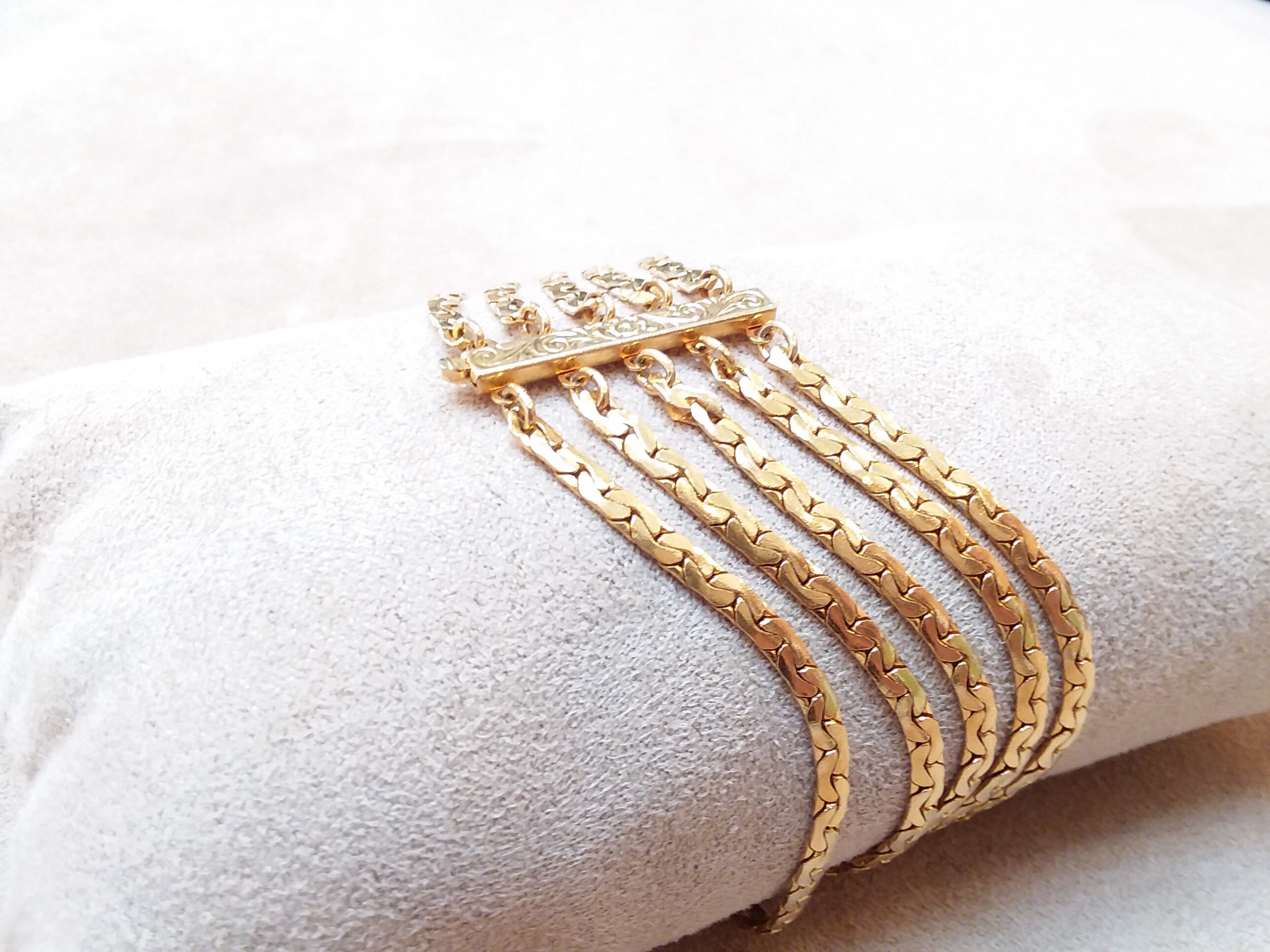 Vintage Gold Tone Smooth MULTIPLE CHAINS BRACELET Unique Gift - Etsy