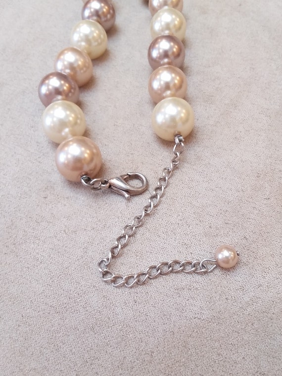 Vintage Triple tone Pearl Necklace,  Unique, Coll… - image 5