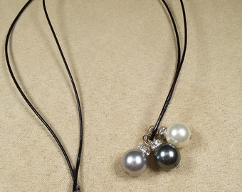 vintage natural tone triple PEARL PENDANT NECKLACE, unique gift for her, collectible jewelry