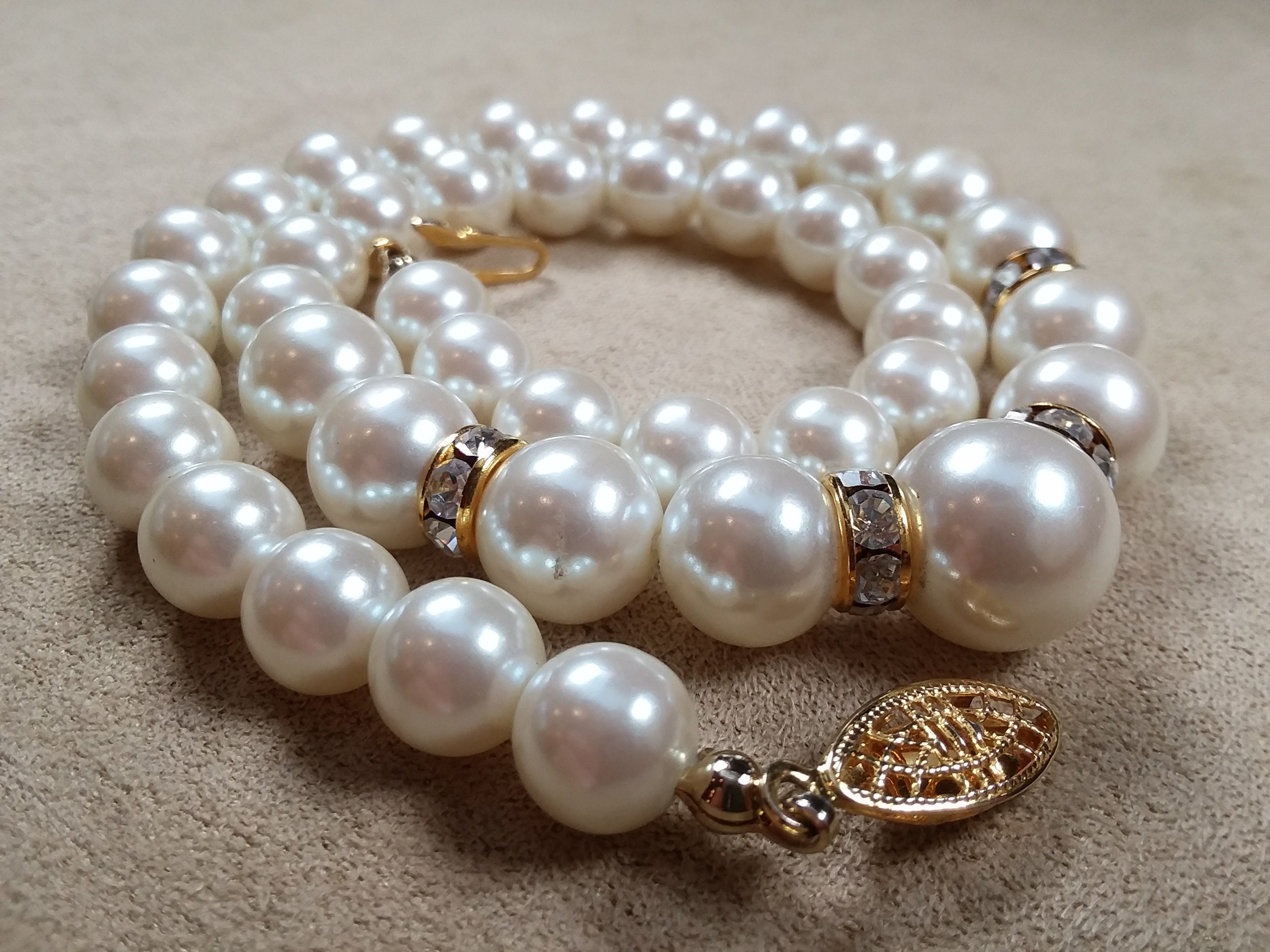 Vintage Stunning Classic WEDDING PEARL and Crystal NECKLACE - Etsy