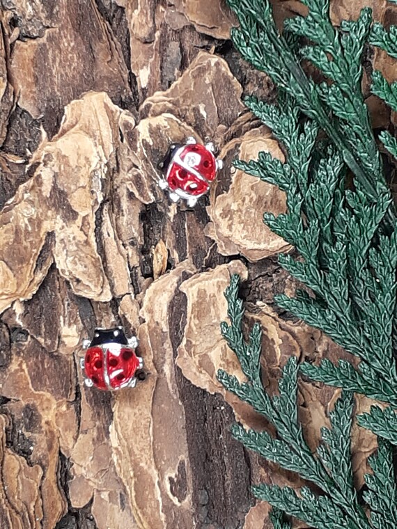 Vintage Small Ladybug Enameled Earrings, Collecti… - image 8