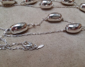 vintage AVON silver chunky smooth beaded CHAIN NECKLACE, unique gift for her, collectible jewelry
