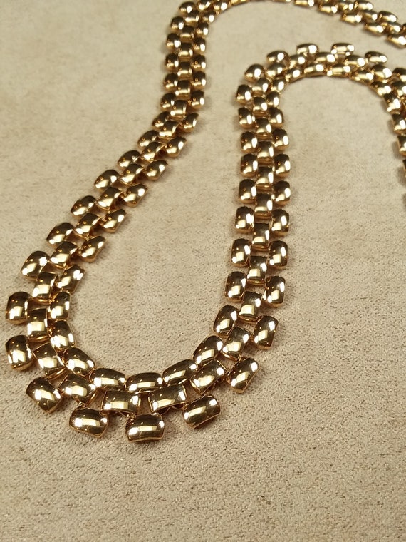 vintage chess board style gold CHAIN NECKLACE, uni