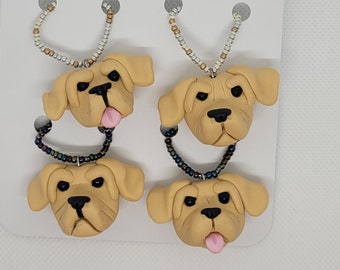 Polymer Clay Charms - Handgemachte Hunde Charms - 4 Weinglas Charms Set - Gelber Labrador Hund Charms - Wein Charms Set - Hunde Liebhaber Charms Geschenk