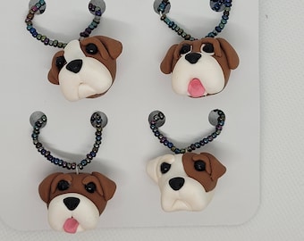 Süße Hunde Charms - Polymer Clay Charms - Handgemachte Hunde Charms - 4 Weinglas Charms Set - Weinglas Charms Set - Hunde Liebhaber Charms Geschenk
