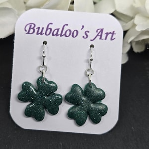 Clover Earrings - St. Patrick’s Day Earrings - Clay Green Earrings - Handmade Earrings - 4 Leaf Clover Earring - Irish Jewelry