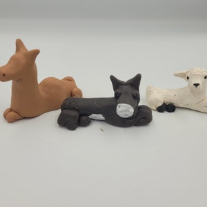 Handmade Nativity Set - Polymer Clay Nativity - Animals Figurines - Animals 3Pc Nativity Set - Unique Nativity Set - Clay Camel Donkey Sheep