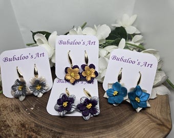 Flower Clay Earrings - Boho Floral Earrings - Unique Clay Earrings - Handmade Clay Floral Earring - Summer Floral Earrings - Spring Jewelry
