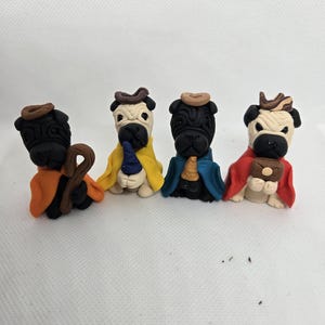 Handgemachte Krippe - Polymer Clay Krippe - Hundefiguren - Beagle Hund 4-teilige Krippe Set - Einzigartige Krippe - 4 zusätzliche Tonstücke