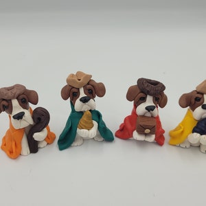 Polymer Clay Krippe - Handgemachte Hundekrippe - Hundefiguren - Beagle Hund 4-teiliges Krippenset - Hundeliebhaber Geschenk - Einzigartige Krippe