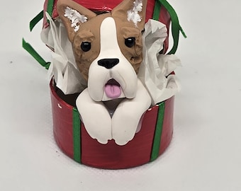 Figurina di cane fatta a mano - Ornamento per animali domestici - Scultura in argilla polimerica - Scultura di cane Corgi - Scatola regalo per cane Corgi - Regalo di statuetta per animali domestici