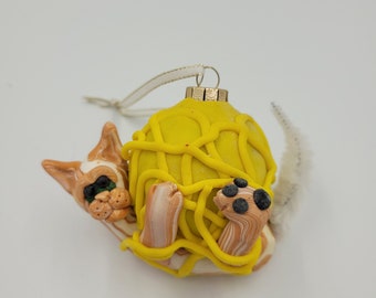 Handmade Cat Sculpture - Clay Cat Figurine - Miniature Cat Figurine - Cat Ornament - Tabby Cat With Yarn Ball - Handcrafted Cat Décor