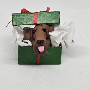 Handmade Dog Figurine - Dog Pet Ornament - Polymer Clay Sculpture - Dachshund Dog Sculpture - Dachshund Dog Gift Box - Pet Figurine Gift