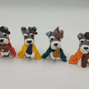 Polymer Clay Krippe - Handgemachte Hunde Krippe - Hunde Figuren - Schnauzer Hund 4Pc Krippe Set - Hunde Liebhaber Geschenk - Einzigartige Krippe