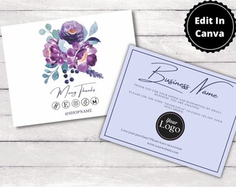 Gracias por su pedido, tarjeta de agradecimiento de Etsy, agradecimiento para pequeñas empresas, agradecimiento floral, plantilla de tarjeta de agradecimiento, gracias por la compra