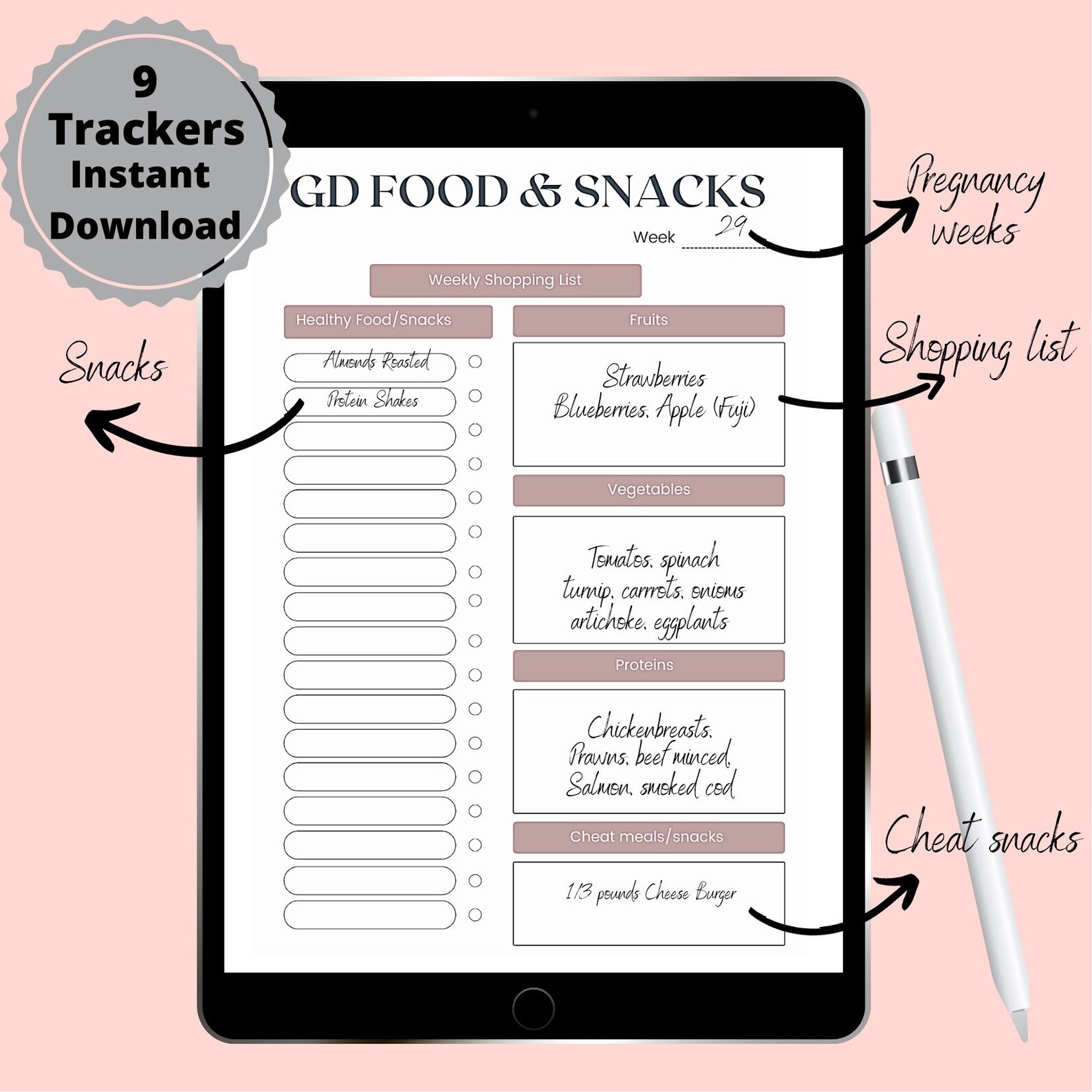 Printable Gestational Diabetes Log, Pregnancy Blood Glucose Tracker ...
