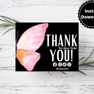 Printable Thank You Business Card Insert Small Business Thank - Etsy
