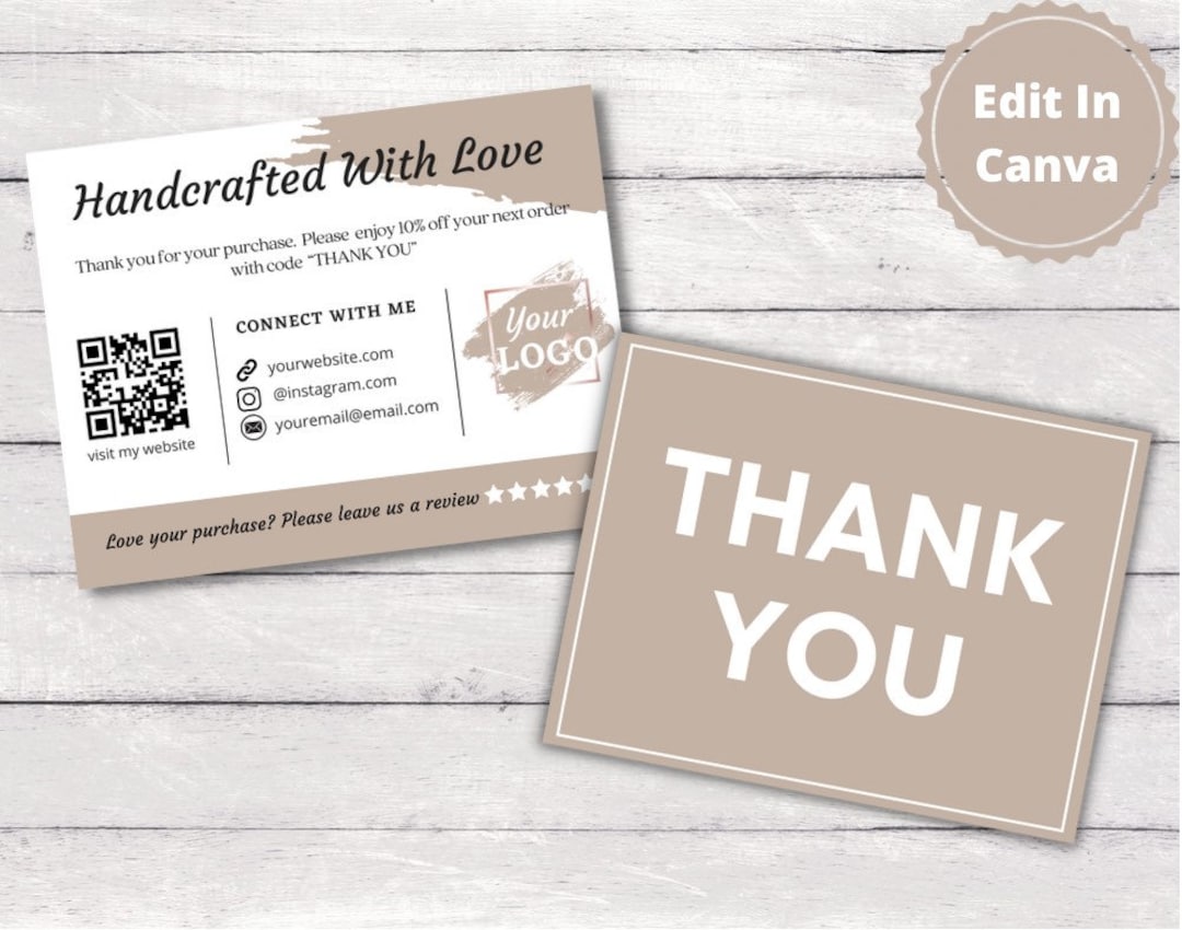 Editable Business Thank You Card QR Code, Thank You Business Card for ...