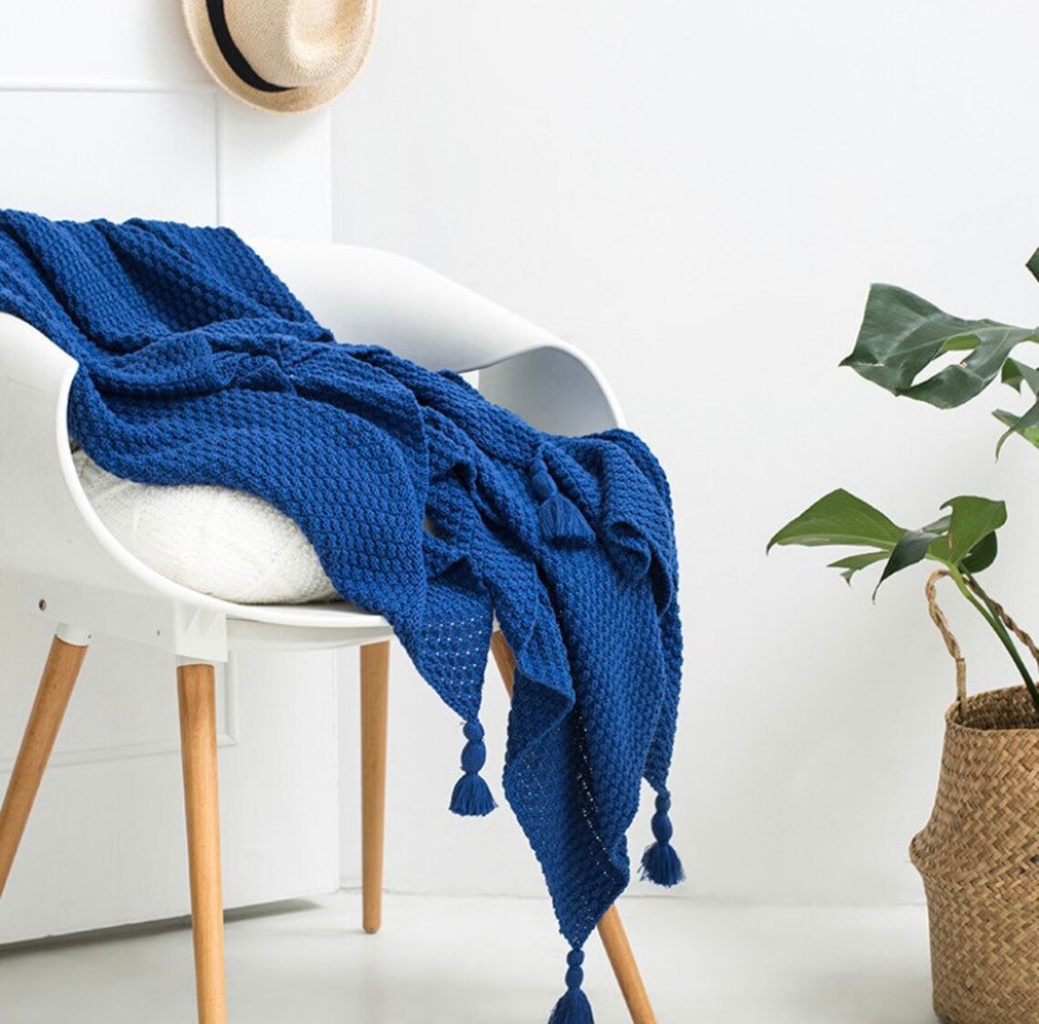 Knitted cotton blanket throwcozy handwoven blanketcouch soft Etsy