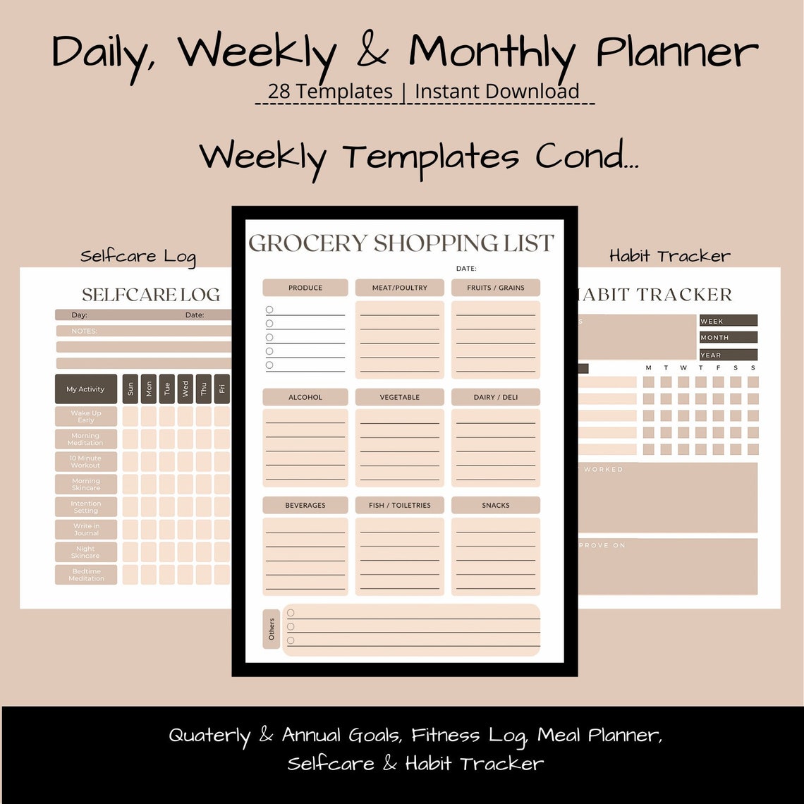 Daily Planner Printable Digital Planner Weekly Planner | Etsy