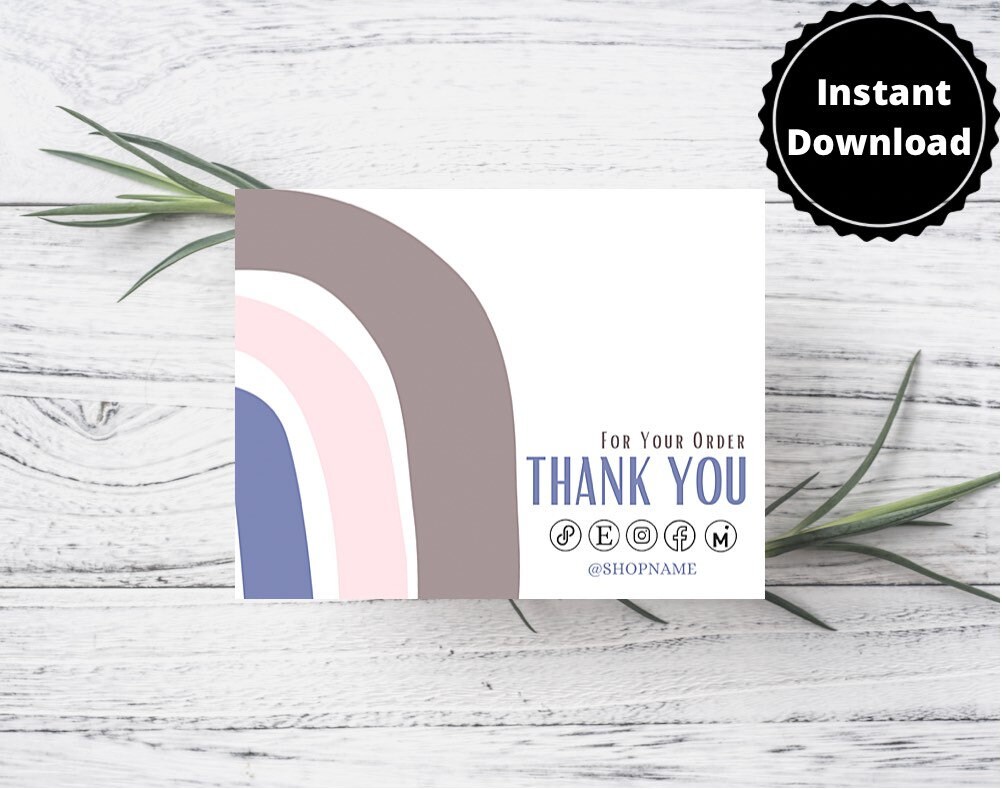 Rainbow Thank You Card, Small Business Thank You Card Template, Canva ...