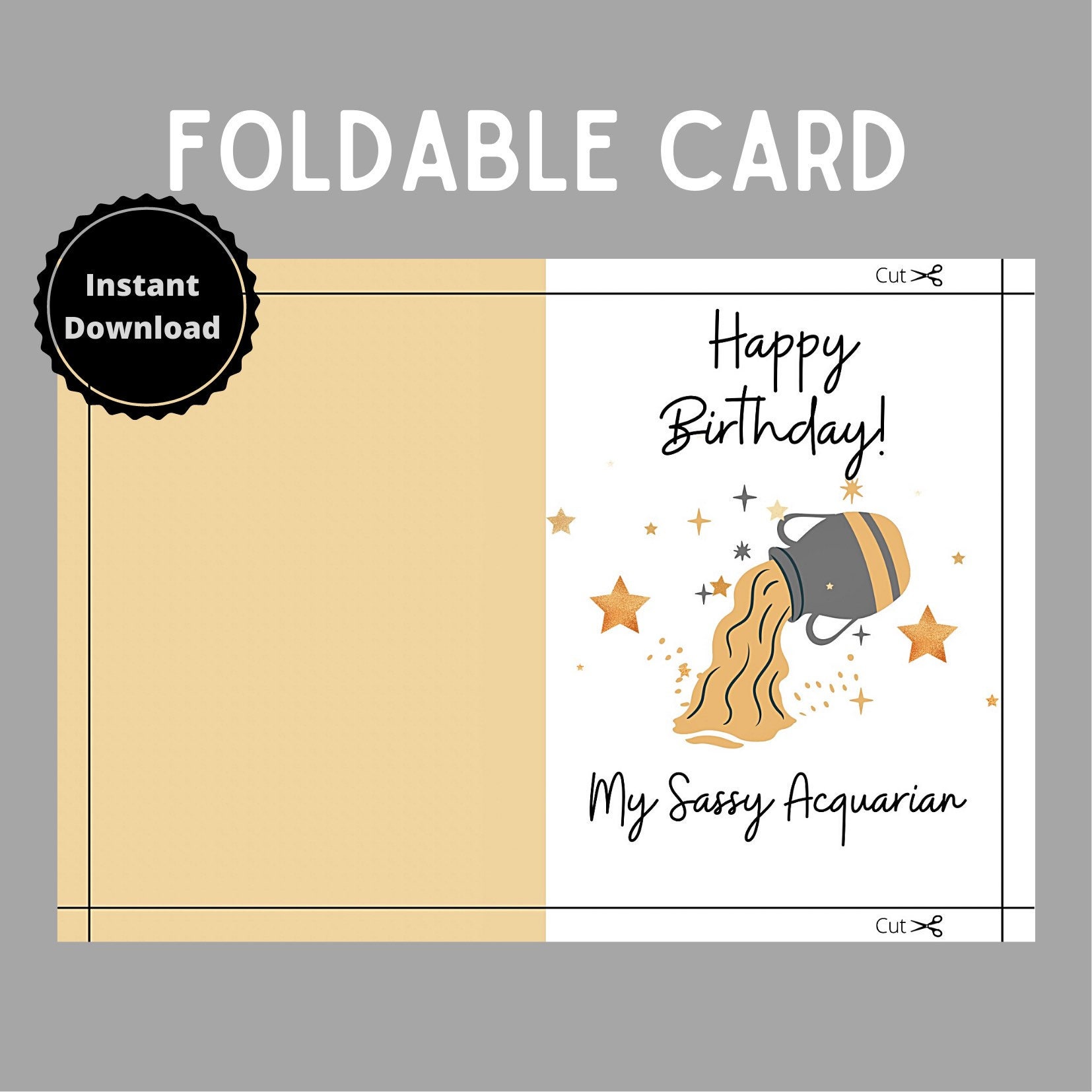Printable Birthday Aquarian, Birthday Card for Mom, Printable Zodiac ...