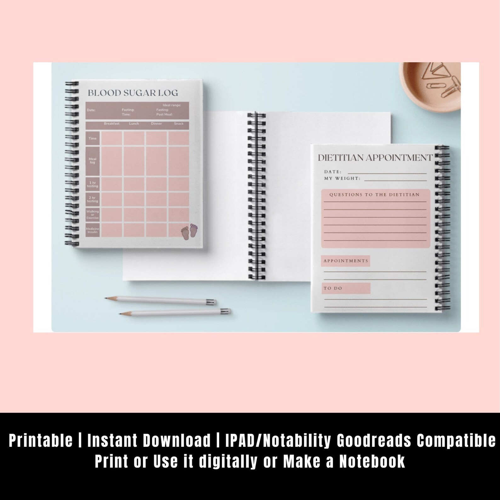 Printable Gestational Diabetes Log, Pregnancy Blood Glucose Tracker ...