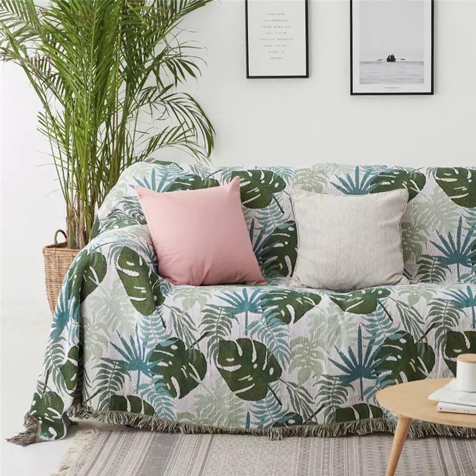 Palms Tropical Sofa Blanket boho sofa cover tapestry wall Etsy