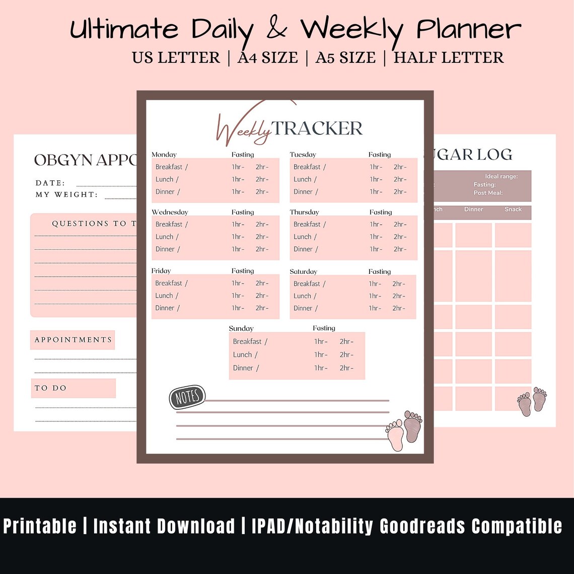 Printable Gestational Diabetes Log Pregnancy Blood Glucose - Etsy