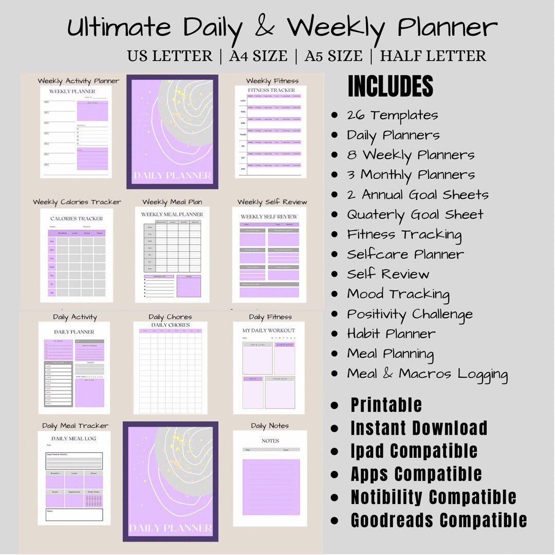 Printable Daily Planner, Digital Planner, Work Day Dairy, to Do List ...