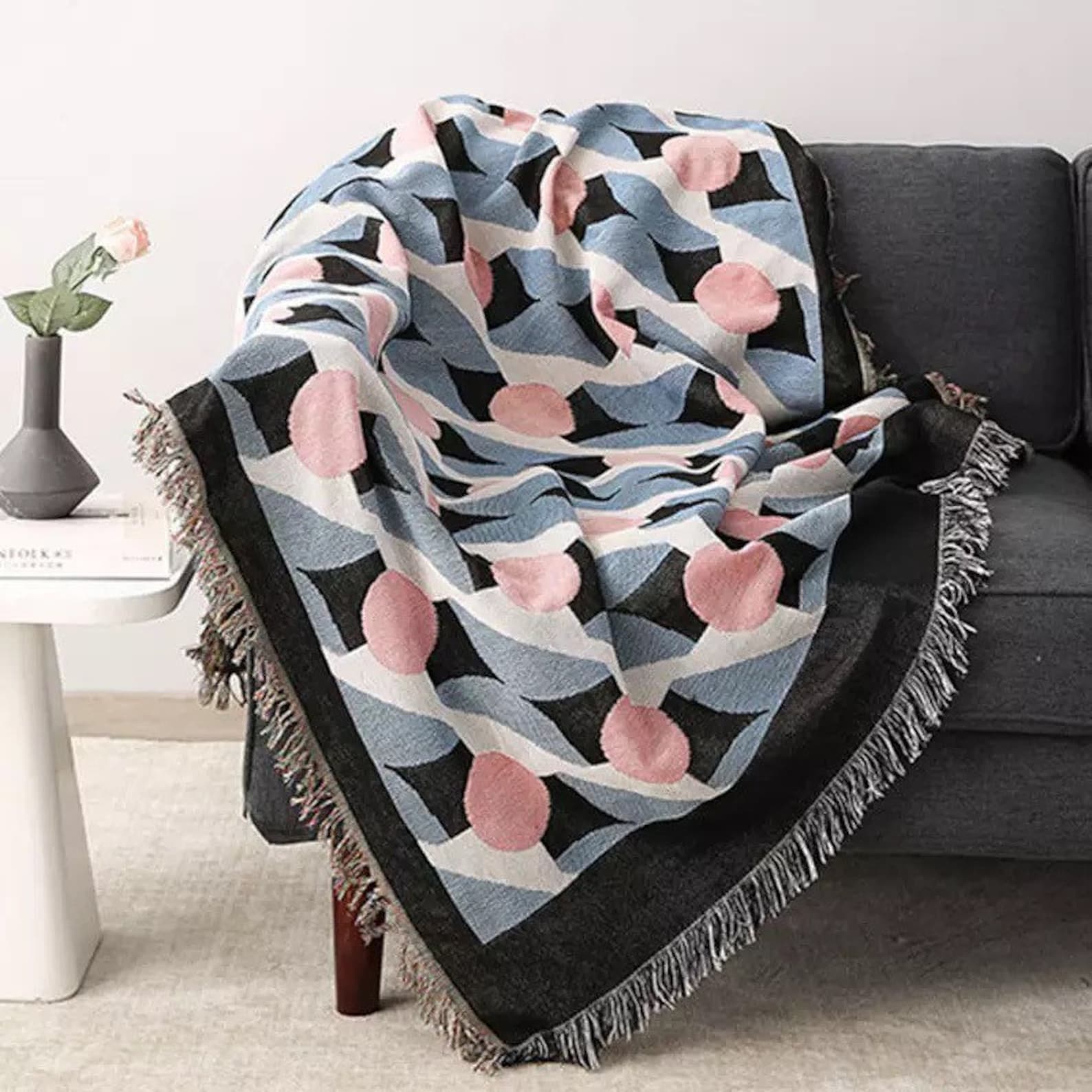 Nordic handwoven throw geometric blanket couch soft & warm Etsy