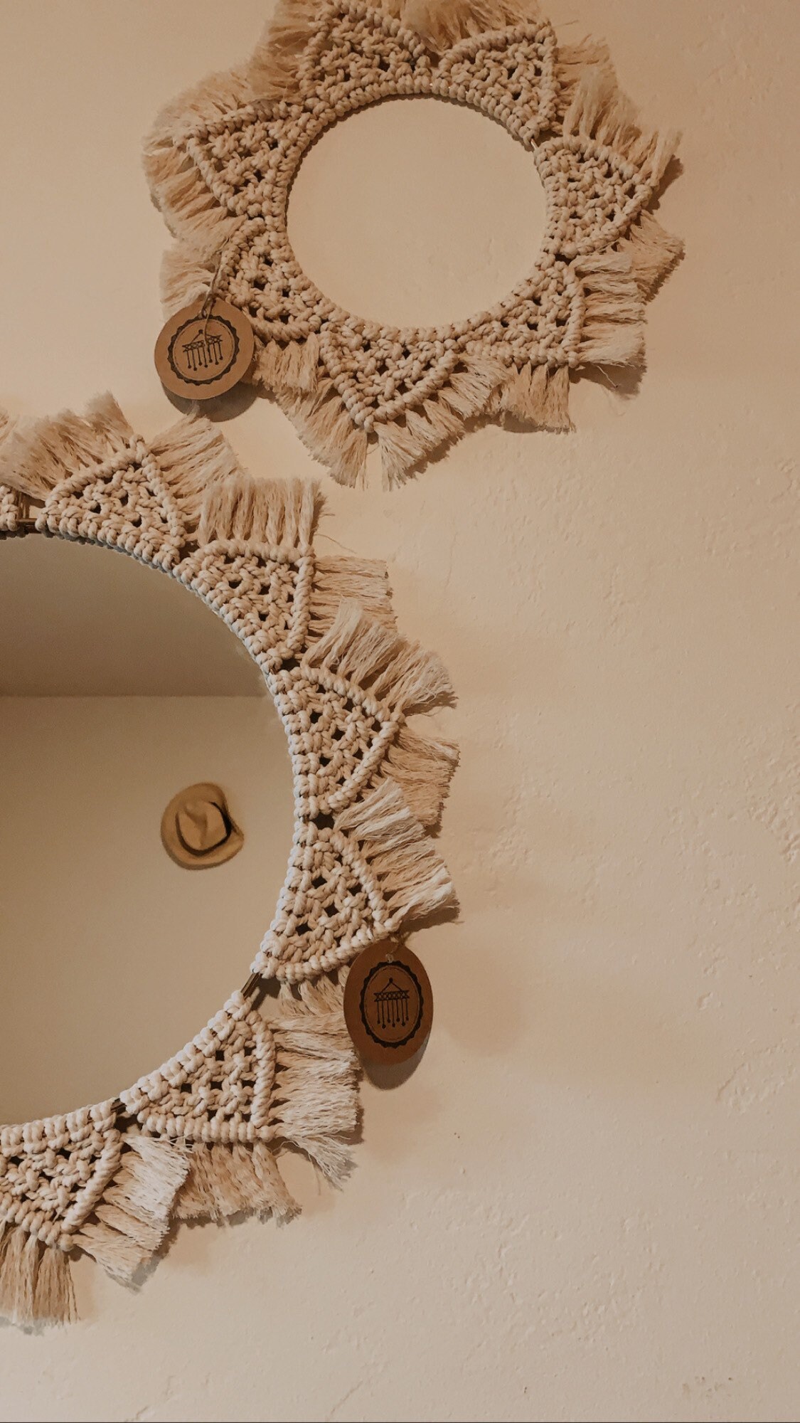 Macrame Wall Hanging Macrame Mirror Decor Wall Mirror Round Etsy