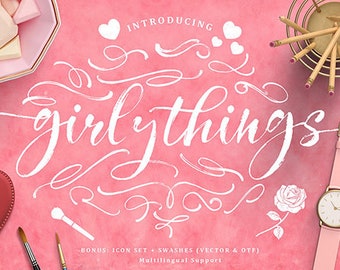 Grils font font Swirly Font Script Font Digital download swash font Handwritten font calligraphy font wedding font Cricut font Bundle