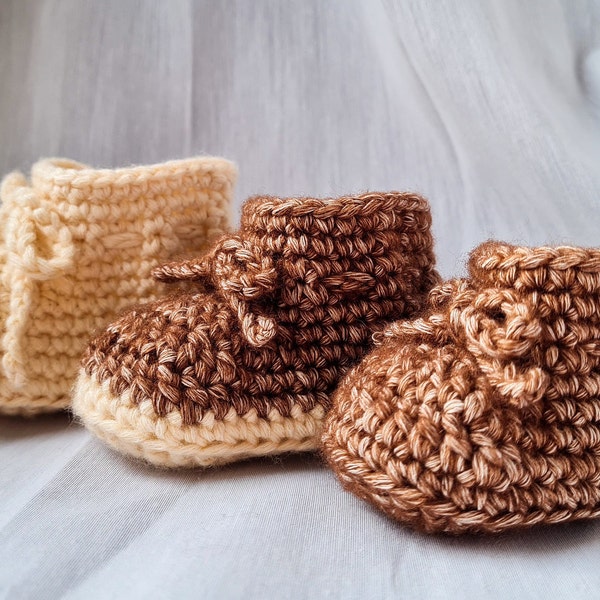 Haakpatroon NL Baby Slofjes 3 maten PDF / Crochet pattern English Baby Booties 3 sizes PDF