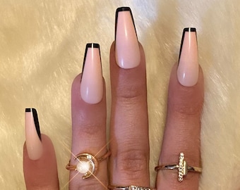 Lined French Coffin Nails Etsy